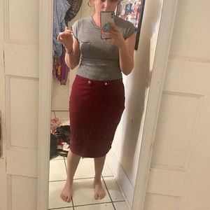Burgundy teaching skirt